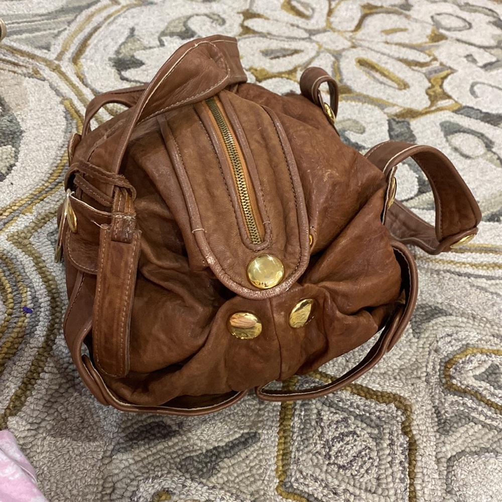 💕 Gustto Baca vintage brown Italian soft leather large satchel $690 💕 - Picture 7 of 16